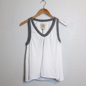 NWT CHASER Medium White Tank Top Grey Ringer Soft